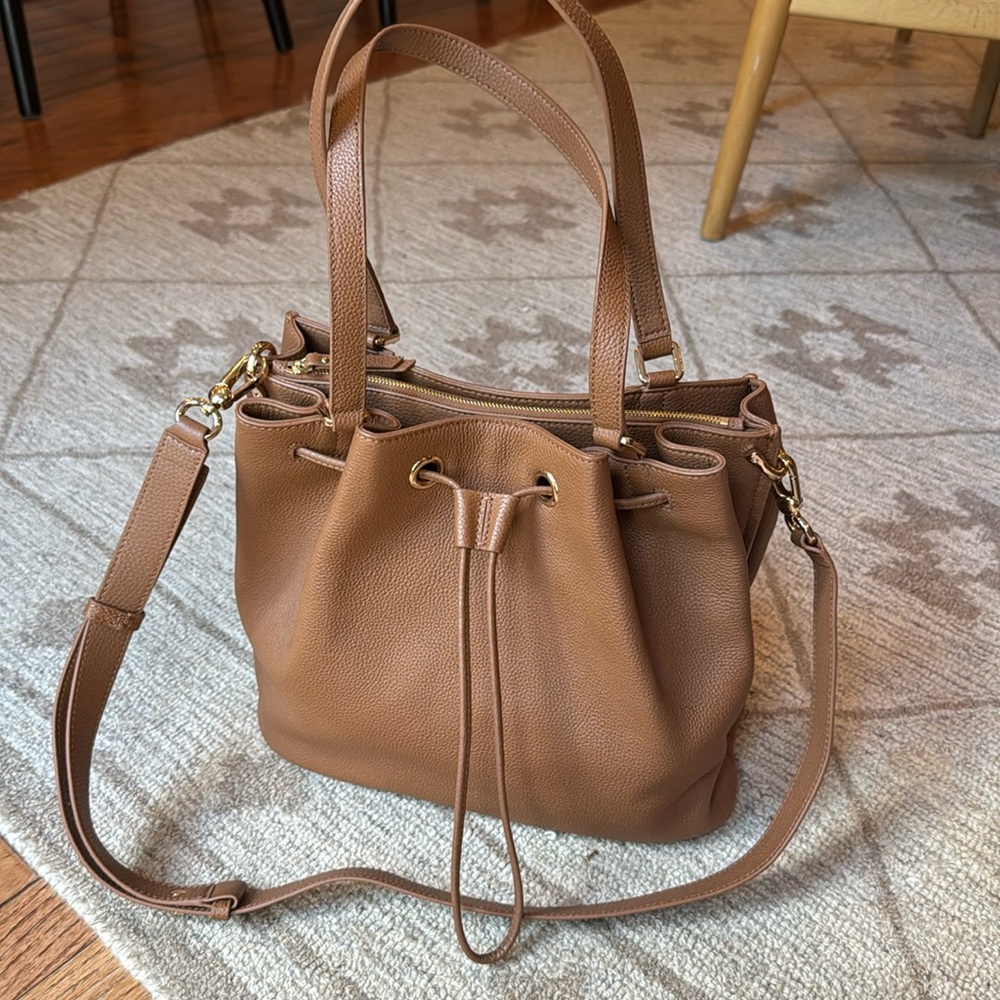 Quince Italian Leather Triple Compartment Bucket Bag